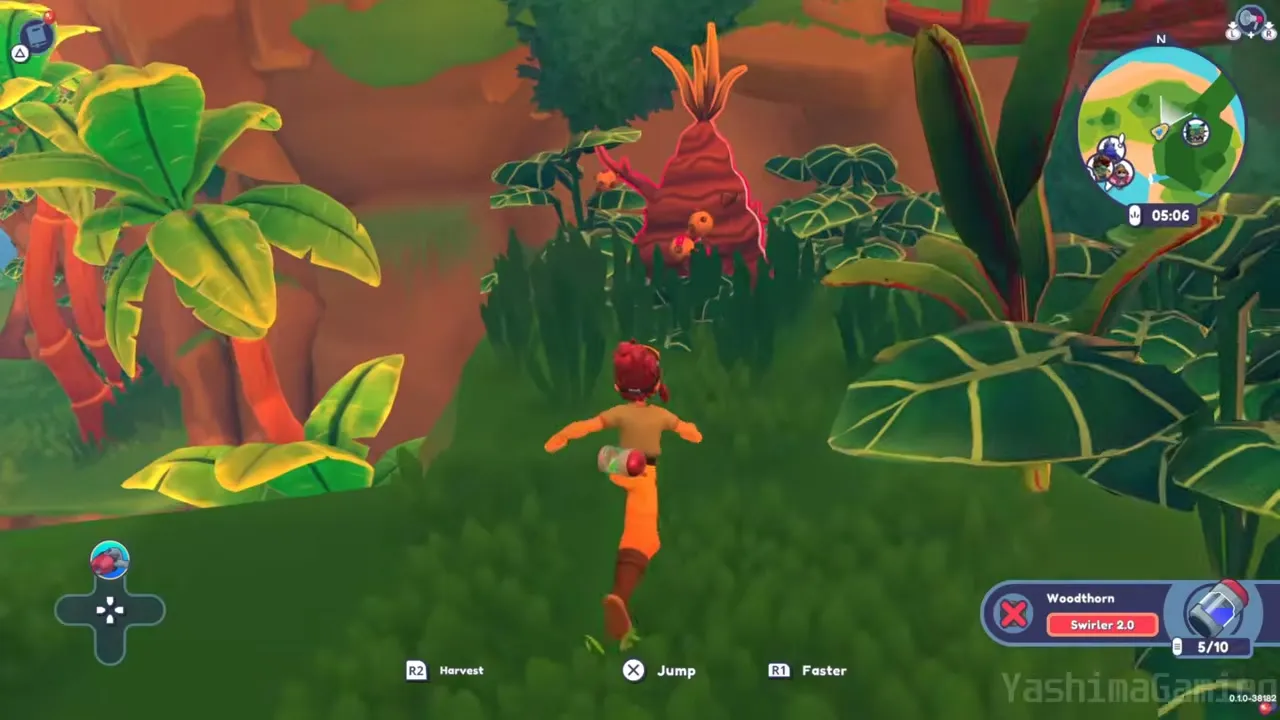 Harvesting a red conical Woodthorn plant with Swirler 2.0